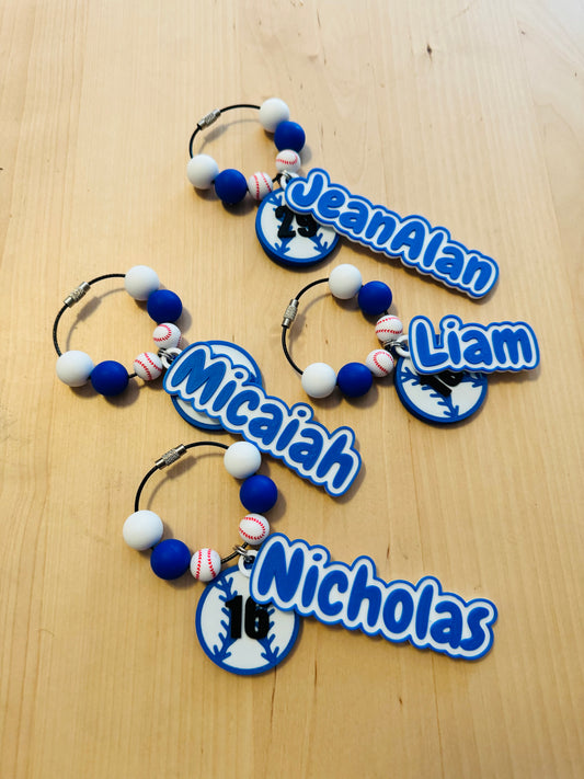 Personalized NFC Baseball Bag Tag & Keychain Charm — Custom Name, Team Colors, Smart Tag