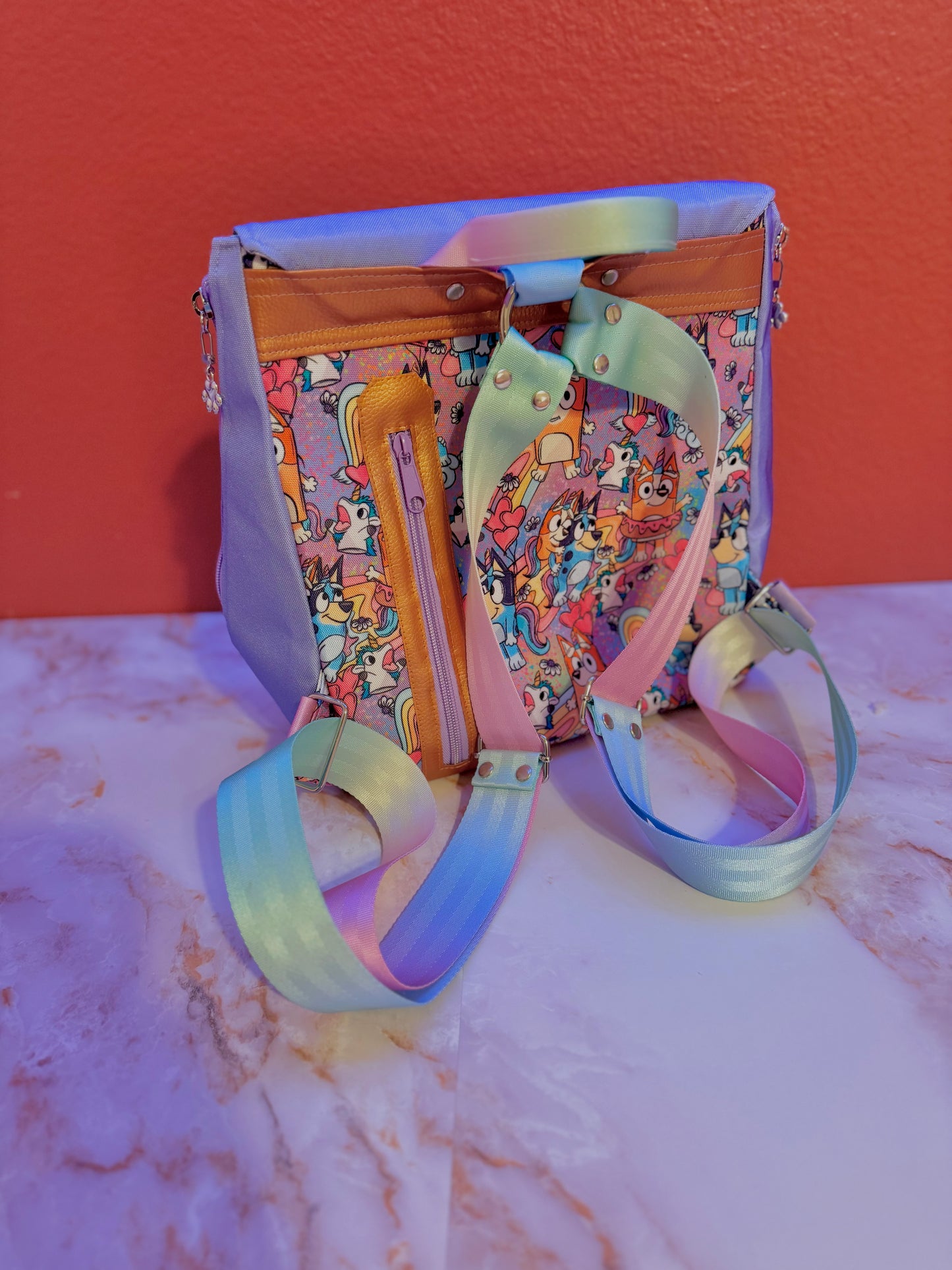 Unicorns & Heelers & Rainbows, Oh My! - Bigger Inside Canvas Backpack