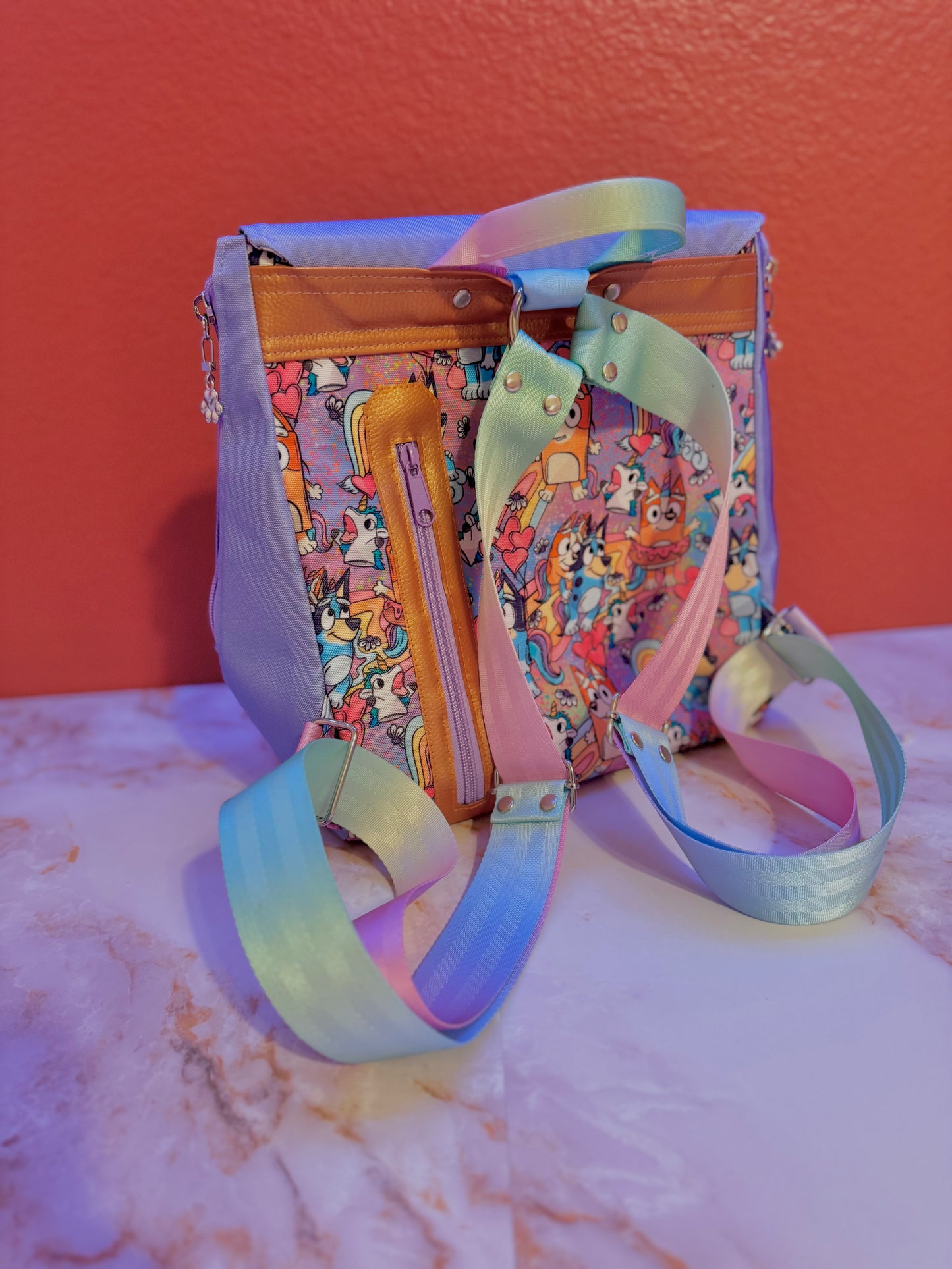 Unicorns & Heelers & Rainbows, Oh My! - Bigger Inside Canvas Backpack